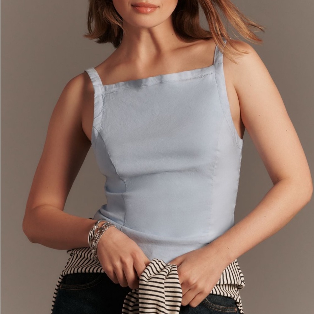 Maeve Sky Blue Boat-Neck Tank Top